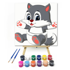 Számfestő.hu Kis Farkas - gyerek számfestő készlet – 20×20 cm (Keretre feszítve) kreatív és készségfejlesztő