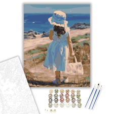 Számfestő.hu Kislány a parton - számfestő készlet – 40×50 cm (Keretre feszítve) kreatív és készségfejlesztő