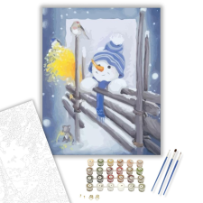 Számfestő.hu Kíváncsi hóember - számfestő készlet – 40×50 cm (Keretre feszítve) kreatív és készségfejlesztő