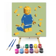 Számfestő.hu Kockák között - gyerek számfestő készlet – 40×40 cm (Keretre feszítve) kreatív és készségfejlesztő