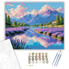 Számfestő.hu Kristálytiszta Tó és Levendulamezők - számfestő készlet – 40×50 cm (Keretre feszítve) kreatív és készségfejlesztő