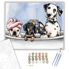 Számfestő.hu Kutyák A Kádban - számfestő készlet – 40×50 cm (Keretre feszítve) kreatív és készségfejlesztő