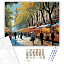 Számfestő.hu La Rambla Barcelonában - számfestő készlet – 80×100 cm (Keretre feszítve) kreatív és készségfejlesztő