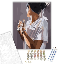 Számfestő.hu Lány fehér pólóban - számfestő készlet – 40×50 cm (Keretre feszítve) kreatív és készségfejlesztő