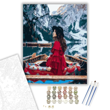 Számfestő.hu Lány piros ruhában - számfestő készlet – 40×50 cm (Keretre feszítve) kreatív és készségfejlesztő