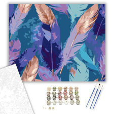 Számfestő.hu Lebegő Tollak Színkavalkádja - számfestő készlet – 40×50 cm (Keretre feszítve) kreatív és készségfejlesztő