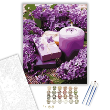 Számfestő.hu Levendulás gyertya - számfestő készlet – 40×50 cm (Keretre feszítve) kreatív és készségfejlesztő