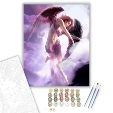 Számfestő.hu Lila angyal - számfestő készlet – 40×50 cm (Keretre feszítve) kreatív és készségfejlesztő