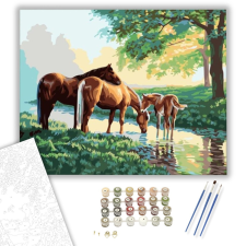 Számfestő.hu Lovak a pataknál - számfestő készlet – 40×50 cm (Keretre feszítve) kreatív és készségfejlesztő