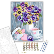 Számfestő.hu Macaron teával - számfestő készlet – 80×100 cm (Keretre feszítve) kreatív és készségfejlesztő