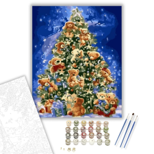 Számfestő.hu Mackók karácsonya - számfestő készlet – 40×50 cm (Keretre feszítve) kreatív és készségfejlesztő