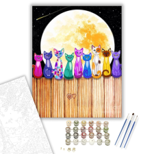 Számfestő.hu Macskák a Holdfényben - számfestő készlet – 40×50 cm (Keretre feszítve) kreatív és készségfejlesztő