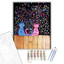 Számfestő.hu Macskák És Szívek - számfestő készlet – 40×50 cm (Keretre feszítve) kreatív és készségfejlesztő