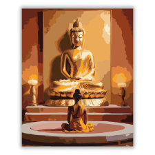 Számfestő.hu Meditáló Alak Arany Buddha Szobor előtt - számfestő készlet kreatív és készségfejlesztő