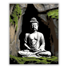 Számfestő.hu Meditáló Buddha Sziklafalba Vésve - számfestő készlet kreatív és készségfejlesztő