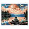 Számfestő.hu Meditáló Nő Tóparti Naplementében - számfestő készlet