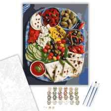 Számfestő.hu Mediterrán Tál Grillezett Zöldségekkel - számfestő készlet – 50×60 cm (Keretre feszítve) kreatív és készségfejlesztő