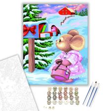 Számfestő.hu Megajándékozott kisegér - számfestő készlet – 40×50 cm (Keretre feszítve) kreatív és készségfejlesztő