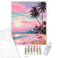 Számfestő.hu Miami Beach Naplemente - számfestő készlet – 60×70 cm (Keretre feszítve) kreatív és készségfejlesztő