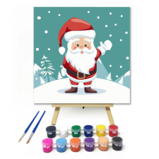 Számfestő.hu Mikulás hóesésben- gyerek számfestő készlet – 20×20 cm (Keretre feszítve) kreatív és készségfejlesztő