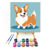 Számfestő.hu Mosolygó corgi - gyerek számfestő készlet – 20×20 cm (Keretre feszítve)
