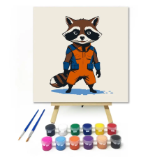 Számfestő.hu Mosómedve misszióban - gyerek számfestő készlet – 40×40 cm (Keret nélkül) kreatív és készségfejlesztő