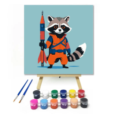 Számfestő.hu Mosómedve űrkalandja - gyerek számfestő készlet – 30×30 cm (Keretre feszítve) kreatív és készségfejlesztő