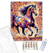 Számfestő.hu Mozaikszerű Lovas Ábrázolás - számfestő készlet – 40×50 cm (Keretre feszítve) kreatív és készségfejlesztő