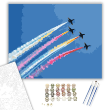 Számfestő.hu Műrepülő Csapat Színes Füsttel - számfestő készlet – 40×50 cm (Keretre feszítve) kreatív és készségfejlesztő