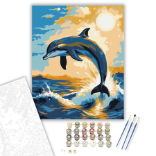 Számfestő.hu Napfényben Ugró Delfin - számfestő készlet – 40×50 cm (Keretre feszítve) kreatív és készségfejlesztő