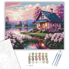 Számfestő.hu Naplemente Liliomokkal - számfestő készlet – 80×100 cm (Keretre feszítve) kreatív és készségfejlesztő