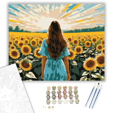 Számfestő.hu Napraforgó Mező Nővel - számfestő készlet – 40×50 cm (Keretre feszítve) kreatív és készségfejlesztő