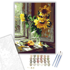 Számfestő.hu Napraforgó Vázában - számfestő készlet – 40×50 cm (Keretre feszítve) kreatív és készségfejlesztő