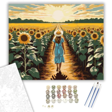 Számfestő.hu Napraforgómező Nyári Sétával - számfestő készlet – 60×70 cm (Keret nélkül) kreatív és készségfejlesztő