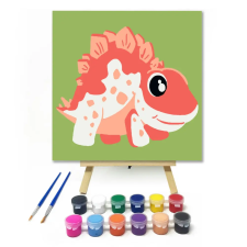 Számfestő.hu Narancs dinó - gyerek számfestő készlet – 40×40 cm (Keretre feszítve) kreatív és készségfejlesztő
