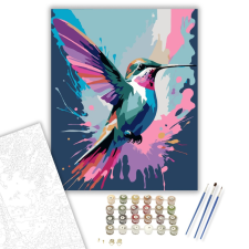Számfestő.hu Neon Kolibri Absztrakt Színekben - számfestő készlet – 40×50 cm (Keretre feszítve) kreatív és készségfejlesztő