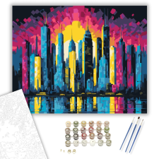 Számfestő.hu Neon Városi Sziluett - számfestő készlet – 40×50 cm (Keretre feszítve) kreatív és készségfejlesztő