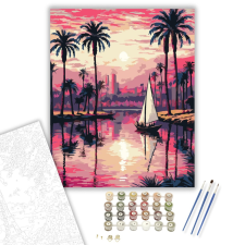 Számfestő.hu Nílusi Felucca Naplementében - számfestő készlet – 40×50 cm (Keretre feszítve) kreatív és készségfejlesztő