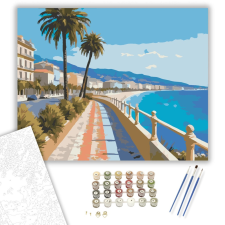 Számfestő.hu Nizzai Tengerparti Sétány - számfestő készlet – 40×50 cm (Keretre feszítve) kreatív és készségfejlesztő
