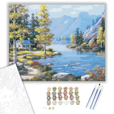 Számfestő.hu Nyaraló a Tónál - számfestő készlet – 40×50 cm (Keretre feszítve) kreatív és készségfejlesztő