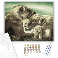 Számfestő.hu Oroszlán család - számfestő készlet – 40×50 cm (Keretre feszítve) kreatív és készségfejlesztő