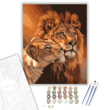 Számfestő.hu Oroszlánok - számfestő készlet – 40×50 cm (Keretre feszítve) kreatív és készségfejlesztő