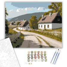 Számfestő.hu Őrségi Falu Tájkép - számfestő készlet – 60×70 cm (Keretre feszítve) kreatív és készségfejlesztő