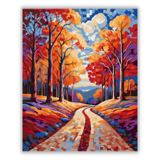 Számfestő.hu Őszi Absztrakt Erdő Útvonal - számfestő készlet kreatív és készségfejlesztő
