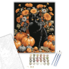 Számfestő.hu Őszi fekete macska és tökök virágok között - számfestő készlet – 40×50 cm (Keretre feszítve)