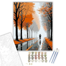 Számfestő.hu Őszi Ködfátyolos Út Biciklissel - számfestő készlet – 80×100 cm (Keret nélkül) kreatív és készségfejlesztő