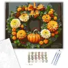 Számfestő.hu Őszi koszorú színes krizantémokkal - számfestő készlet – 80×100 cm (Keret nélkül)