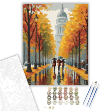 Számfestő.hu Őszi Séta a Városban - számfestő készlet – 40×50 cm (Keretre feszítve) kreatív és készségfejlesztő