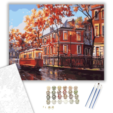 Számfestő.hu Őszi Villamos - számfestő készlet – 40×50 cm (Keretre feszítve) kreatív és készségfejlesztő