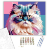 Számfestő.hu Pasztell Macska Portré Élénk Textúrákkal - számfestő készlet – 40×50 cm (Keretre feszítve)